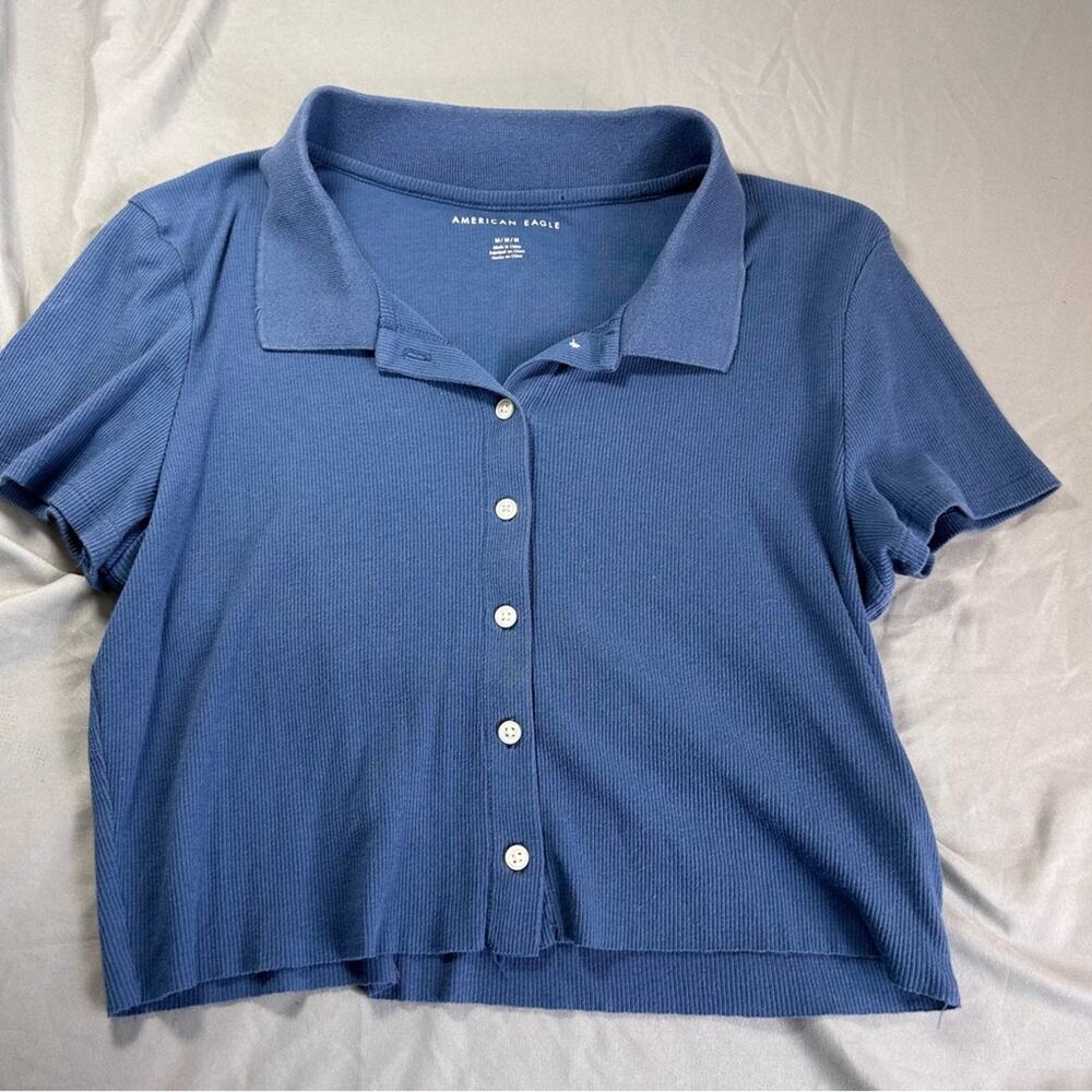 American Eagle Cropped Collard button up shirt women's size M